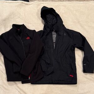 The North Face Black Jacket Dry Vent outer wind jacket and removable fleece